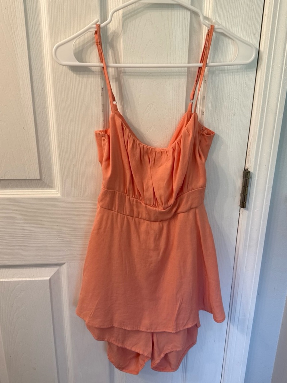 Coral Romper with tie in the back